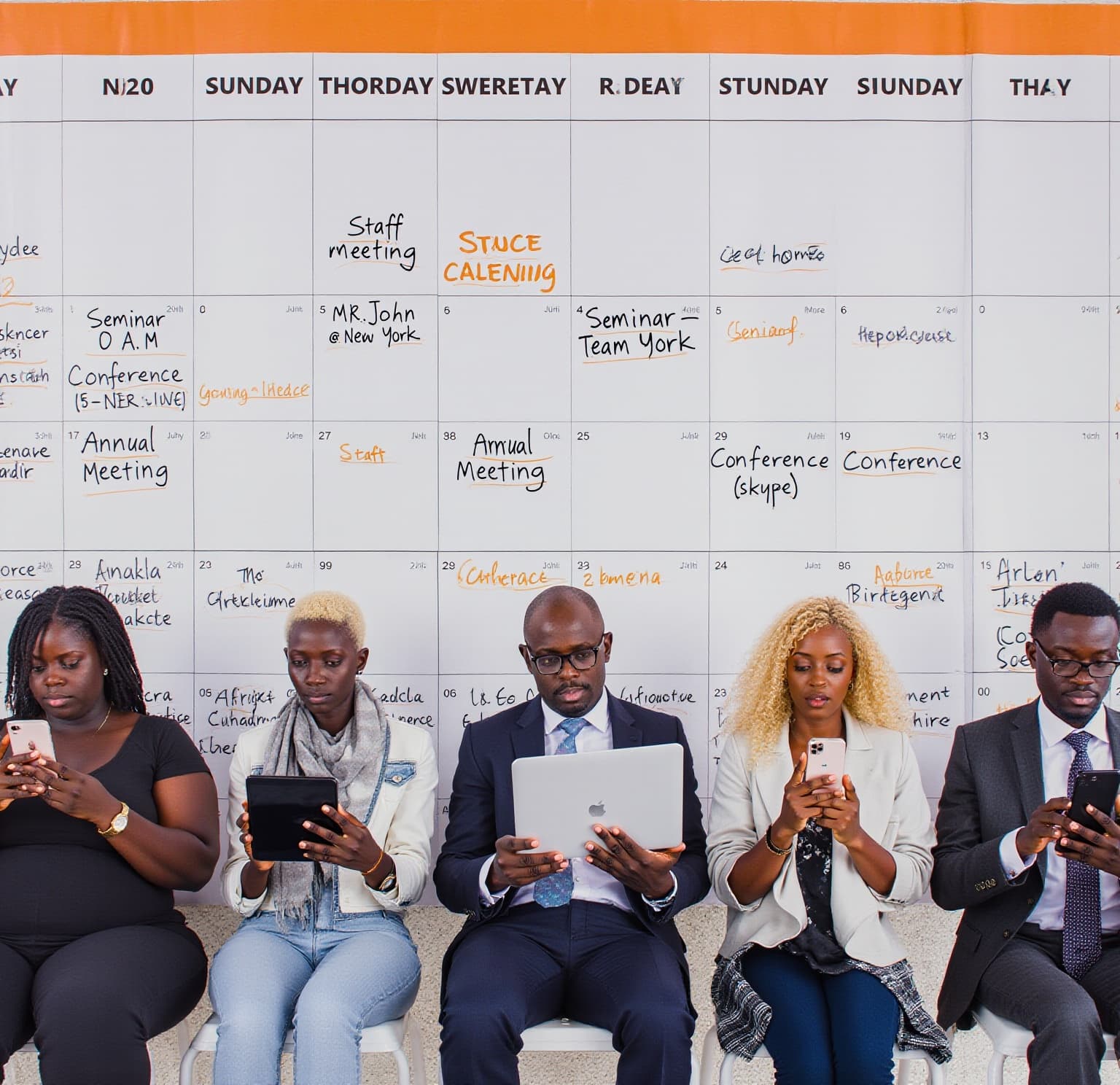 A group of people on their device checking their schedule - BizEdge Blog - 5 Ways to Prevent Employee Absenteeism with Smart Scheduling