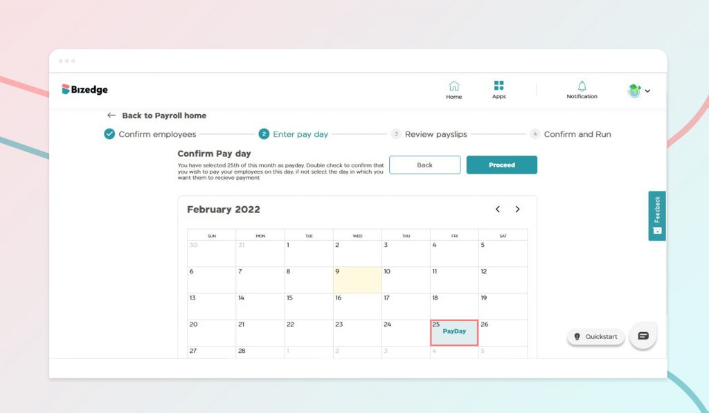February 25, 2022 highlighted as pay day
