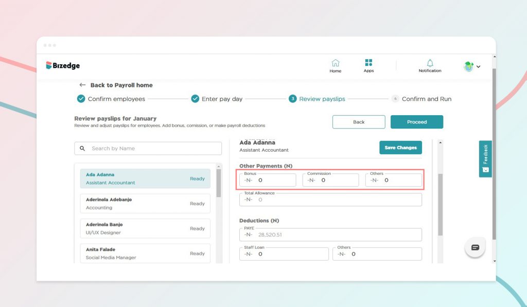 Include other payments in payroll