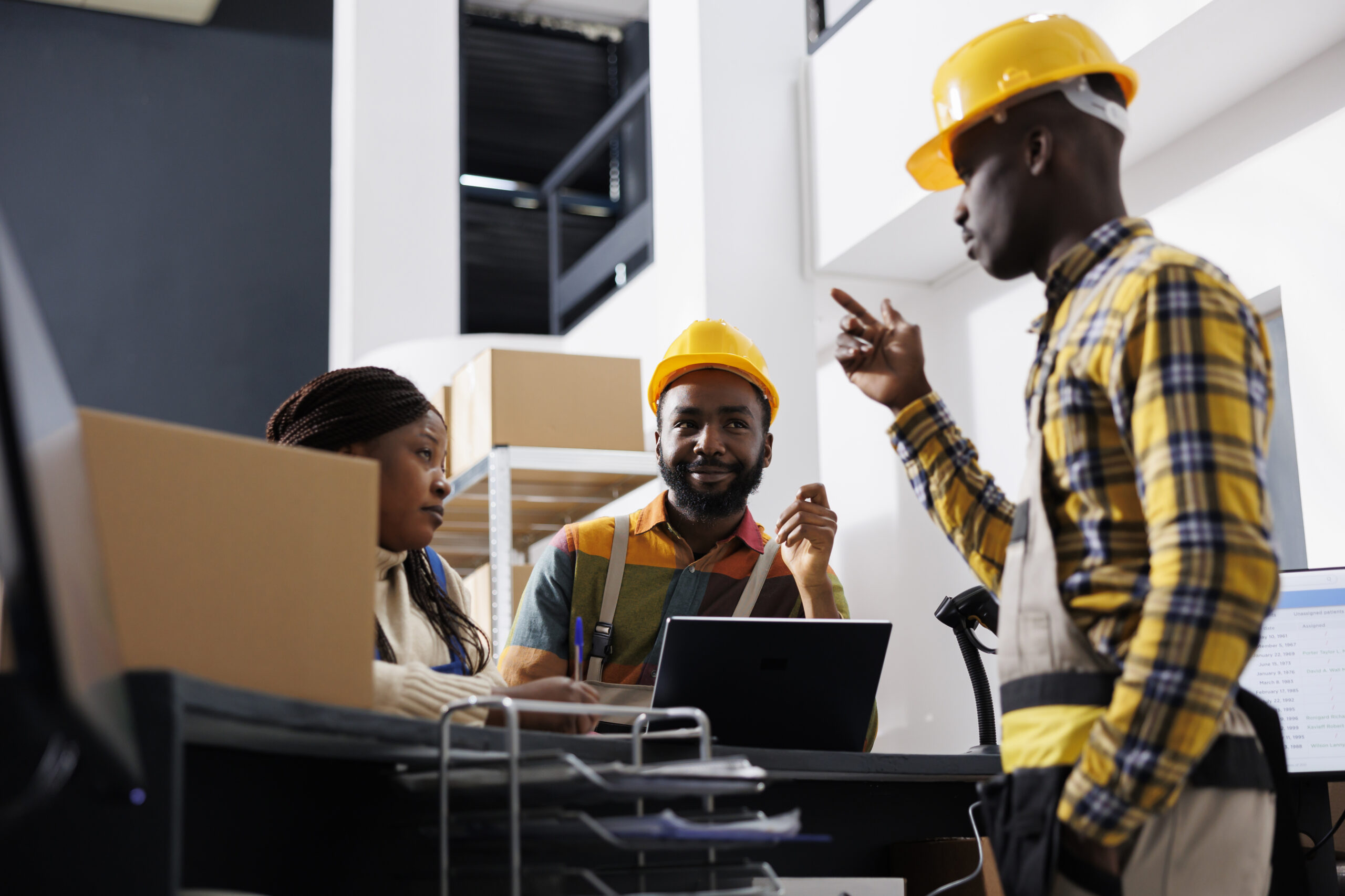 Logistics managers discussing goods distribution at work - accountability in the workplace - BizEdge blog